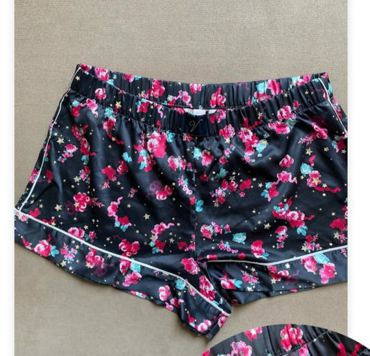 Victoria's Secret Black Floral Satin Shorts