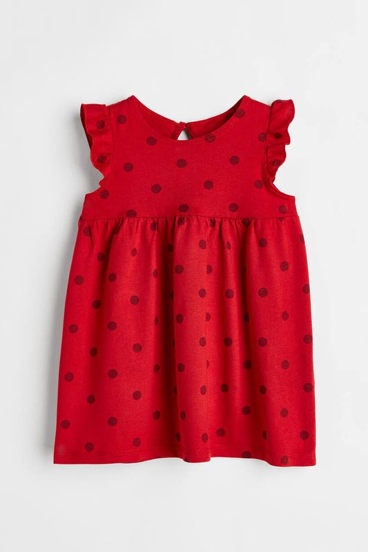 H&M Red Flounce Trimmed Dress