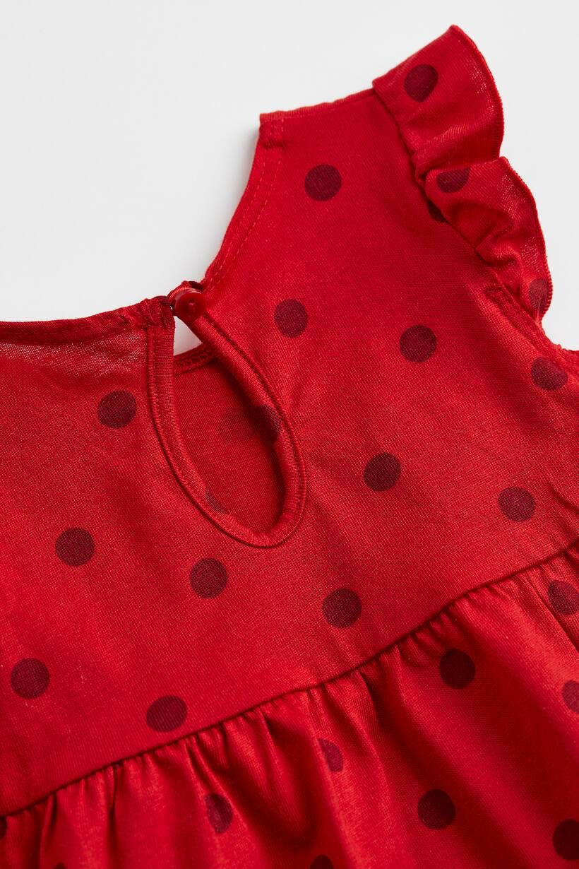 H&M Red Flounce Trimmed Dress