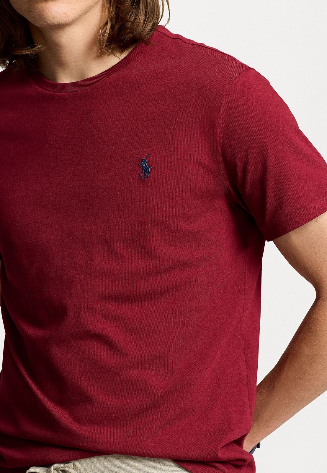 Polo Ralph Lauren Maroon Crewneck T-Shirt- Custom Slim Fit