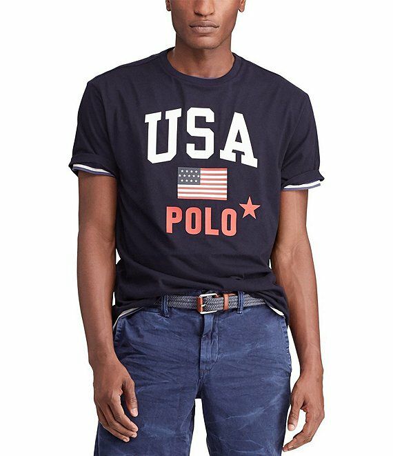 Polo Ralph Lauren Navy Classic Fit Printed Crew Neck T-shirt