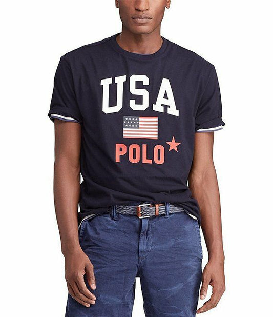 Polo Ralph Lauren Navy Classic Fit Printed Crew Neck T-shirt