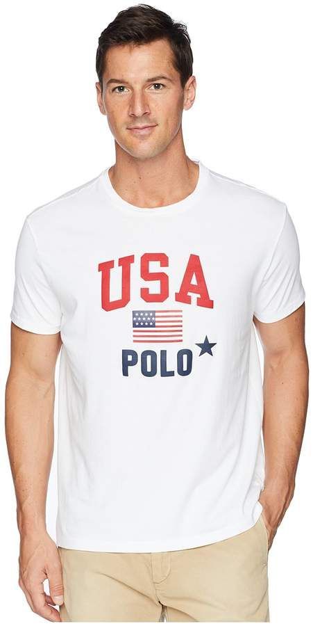 Polo Ralph Lauren White Printed Crewneck T-shirt- Classic Fit