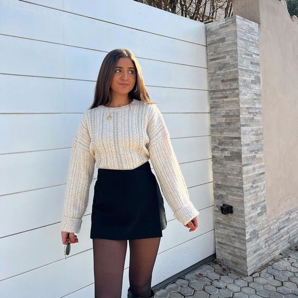 Zara Rhinestone Embellished Openwork Knit Sweater