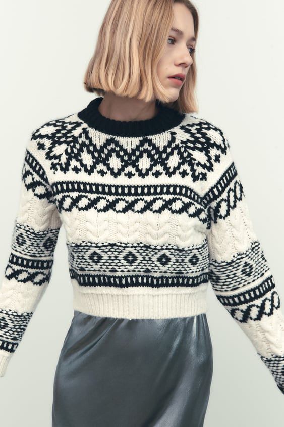 Zara Black/White Knit Pullover