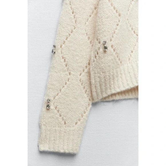 Zara Beaded Argyle Knit Pullover