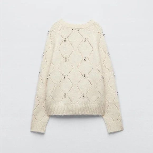 Zara Beaded Argyle Knit Pullover