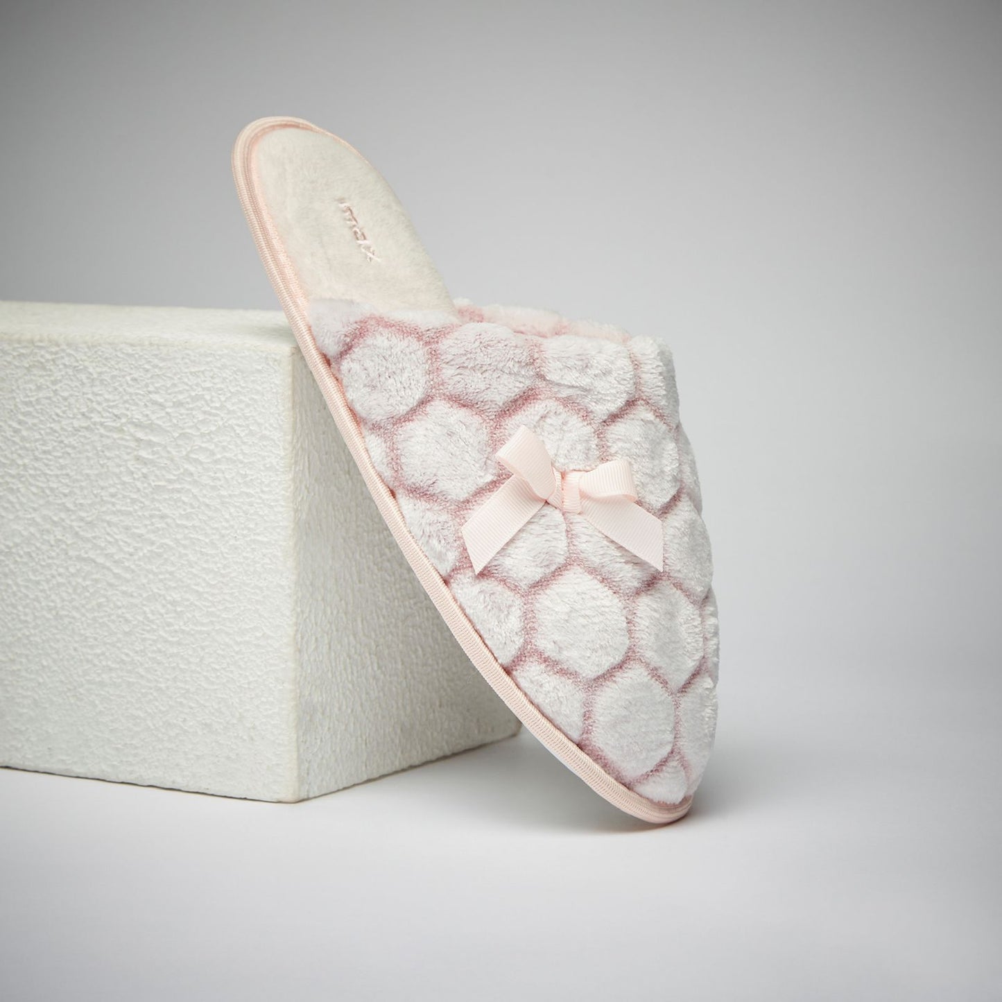 MAX Pink Bow Accented Slip-on Bedroom Mules