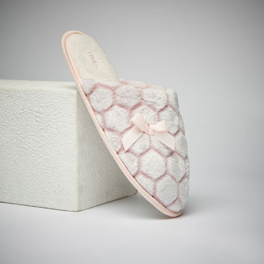 MAX Pink Bow Accented Slip-on Bedroom Mules