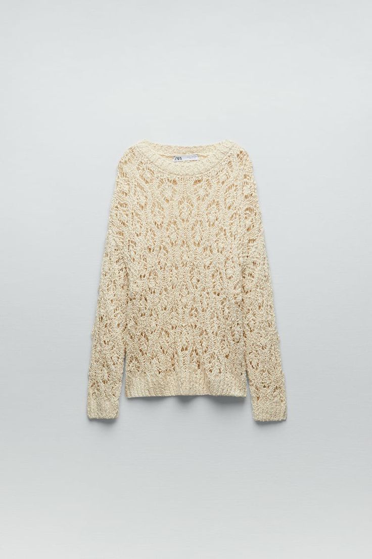 Zara Offwhite Open Knit Cotton Sweater