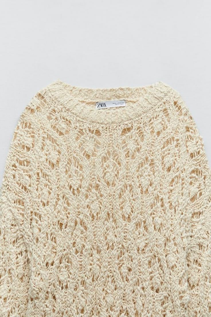 Zara Offwhite Open Knit Cotton Sweater
