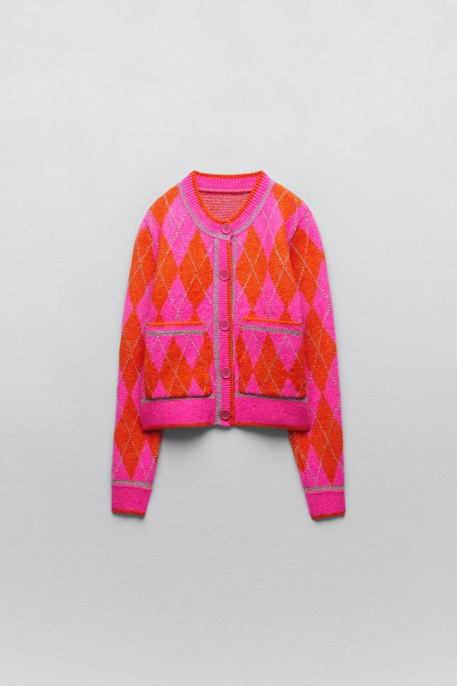 ZARA Crochet Geometric Short Knitting Sweater