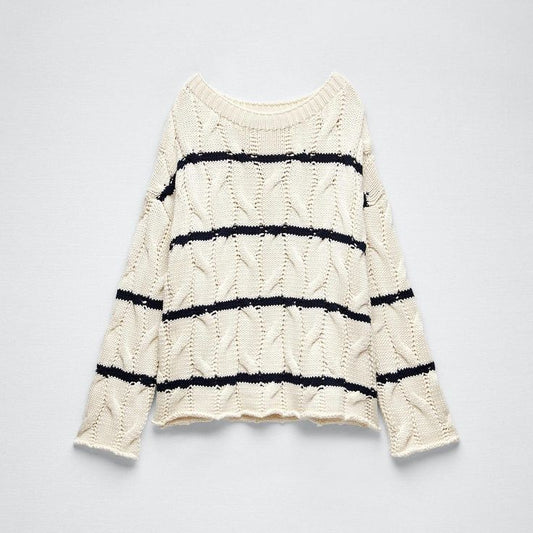 Zara Stripes Open Knit Sweater
