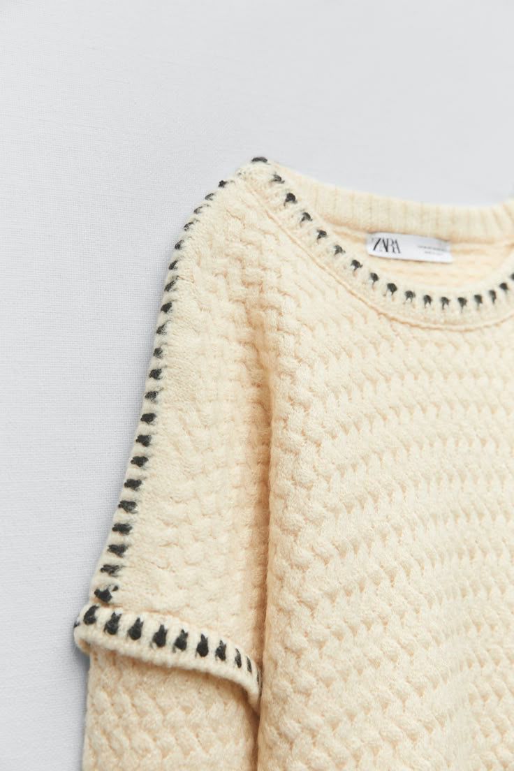 Zara Cream Sweater with Cross-Stitch