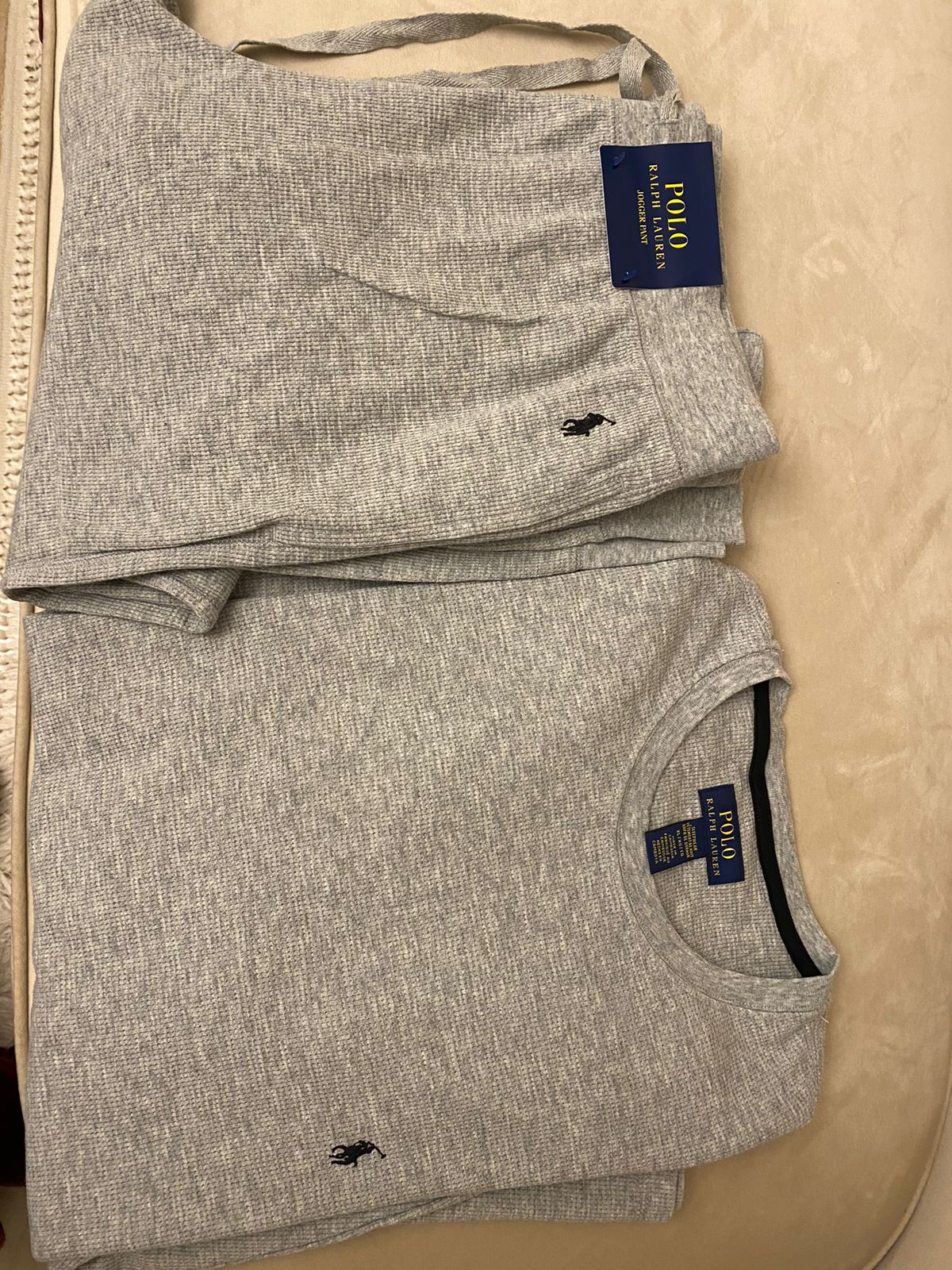 Polo Ralph Lauren Waffle-Knit Crewneck Thermal - Light Grey