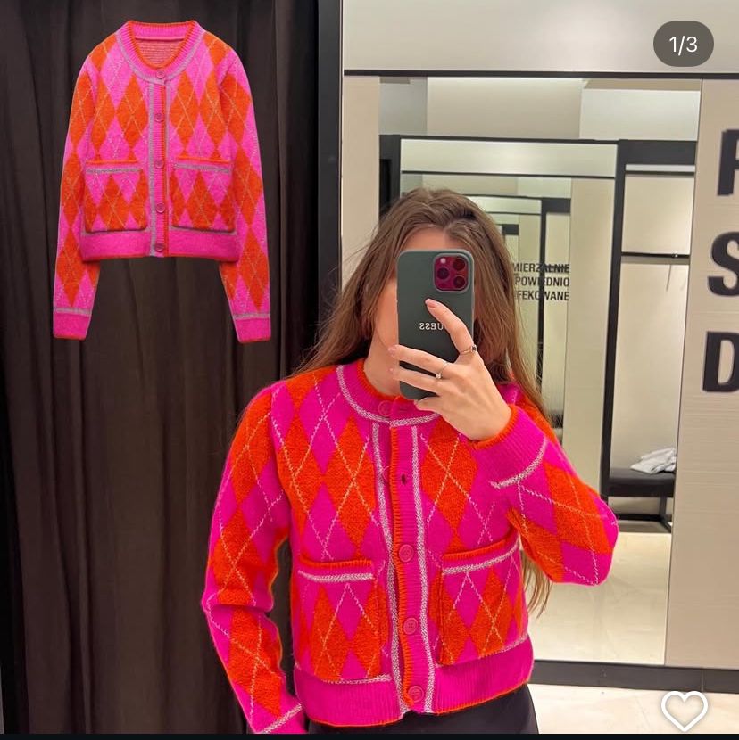 ZARA Crochet Geometric Short Knitting Sweater