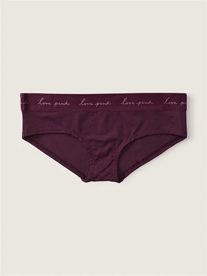 Victoria’s Secret PINK Burgundy velvet Band Logo Hipster Pantie