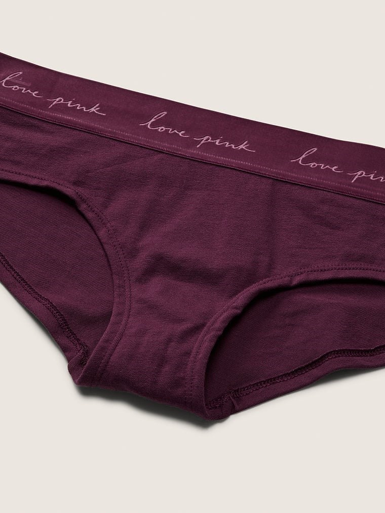 Victoria’s Secret PINK Burgundy velvet Band Logo Hipster Pantie