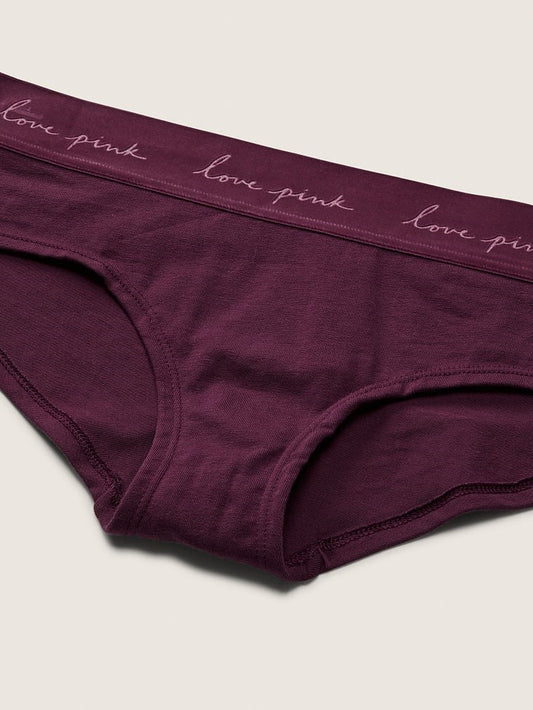 Victoria’s Secret PINK Burgundy velvet Band Logo Hipster Pantie