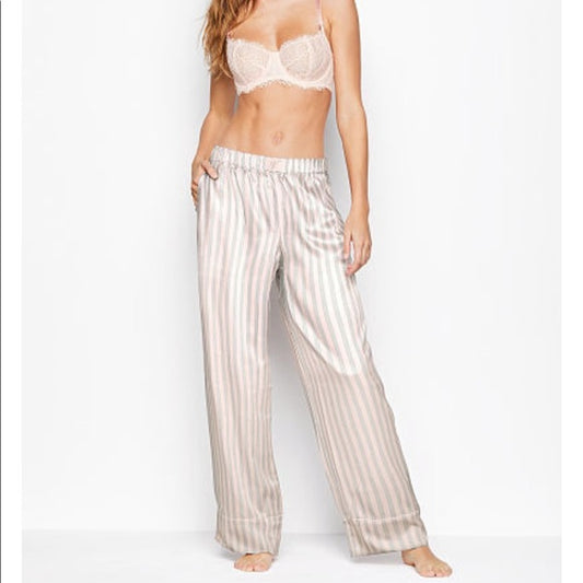 Victoria's Secret Grey stripes Satin Pants