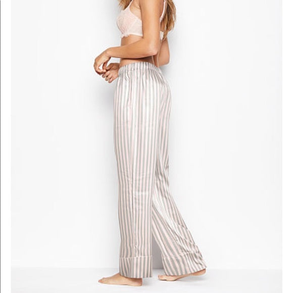 Victoria's Secret Grey stripes Satin Pants