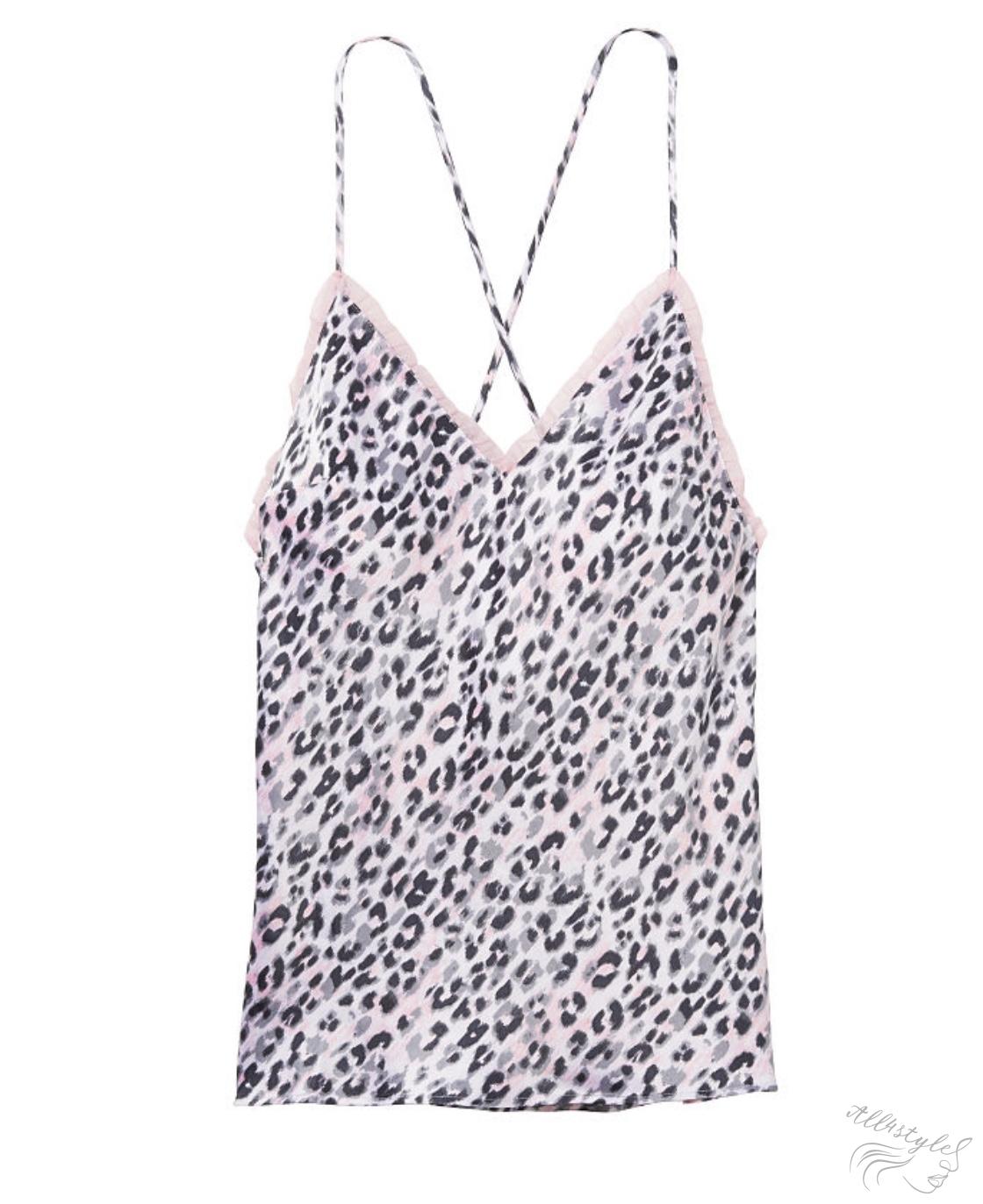 Victoria's Secret Grey Leopard Satin Top